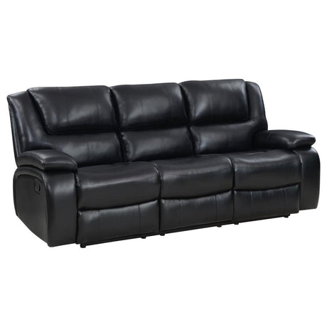 Camila 2-piece Upholstered Motion Reclining Sofa Set Black - 610244-S2