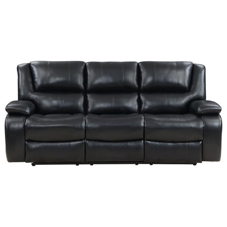 Camila 2-piece Upholstered Motion Reclining Sofa Set Black - 610244-S2