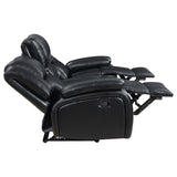 Camila 2-piece Upholstered Motion Reclining Sofa Set Black - 610244-S2