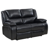 Camila 2-piece Upholstered Motion Reclining Sofa Set Black - 610244-S2