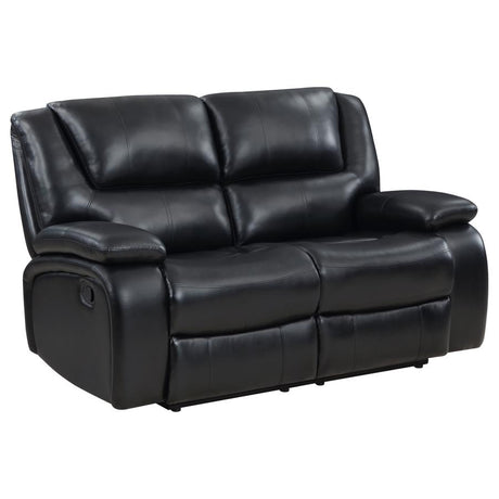 Camila 2-piece Upholstered Motion Reclining Sofa Set Black - 610244-S2