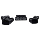 Camila 3-piece Upholstered Motion Reclining Sofa Set Black - 610244-S3
