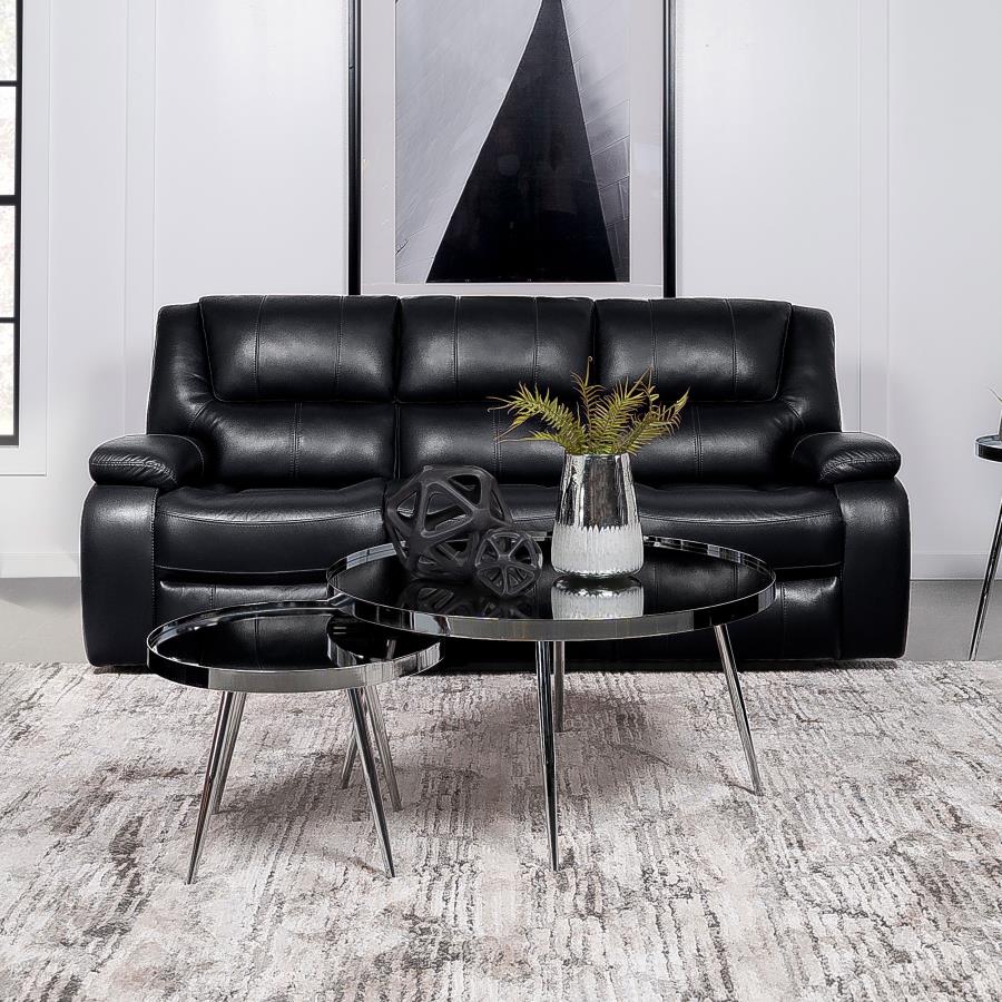 Camila Upholstered Motion Reclining Sofa Black - 610244