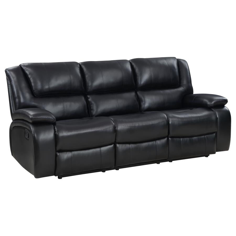 Camila Upholstered Motion Reclining Sofa Black - 610244