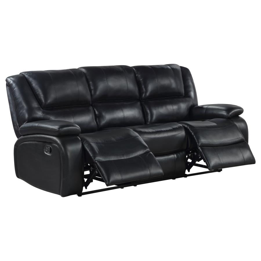 Camila Upholstered Motion Reclining Sofa Black - 610244