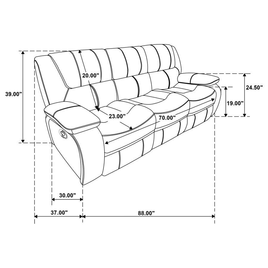 Camila Upholstered Motion Reclining Sofa Black - 610244