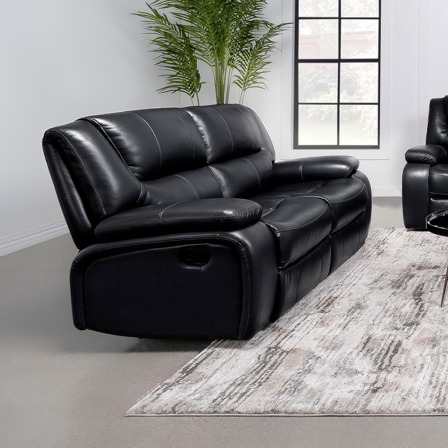 Camila Upholstered Motion Reclining Loveseat Black - 610245