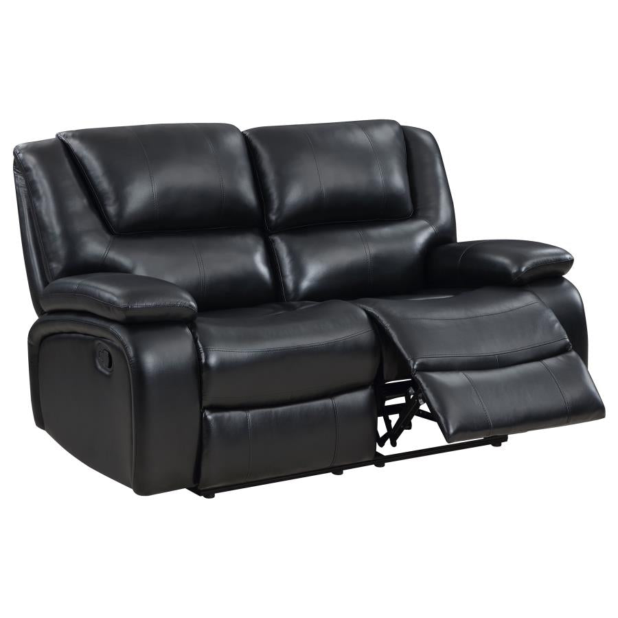Camila Upholstered Motion Reclining Loveseat Black - 610245