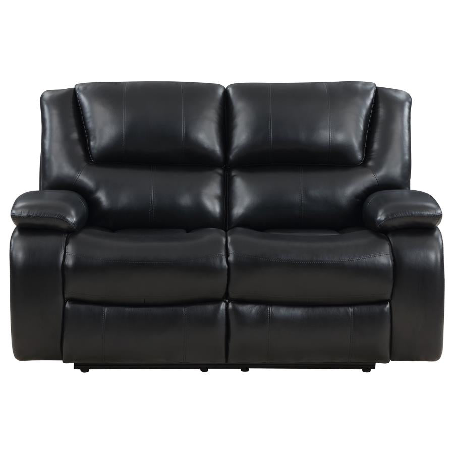 Camila Upholstered Motion Reclining Loveseat Black - 610245