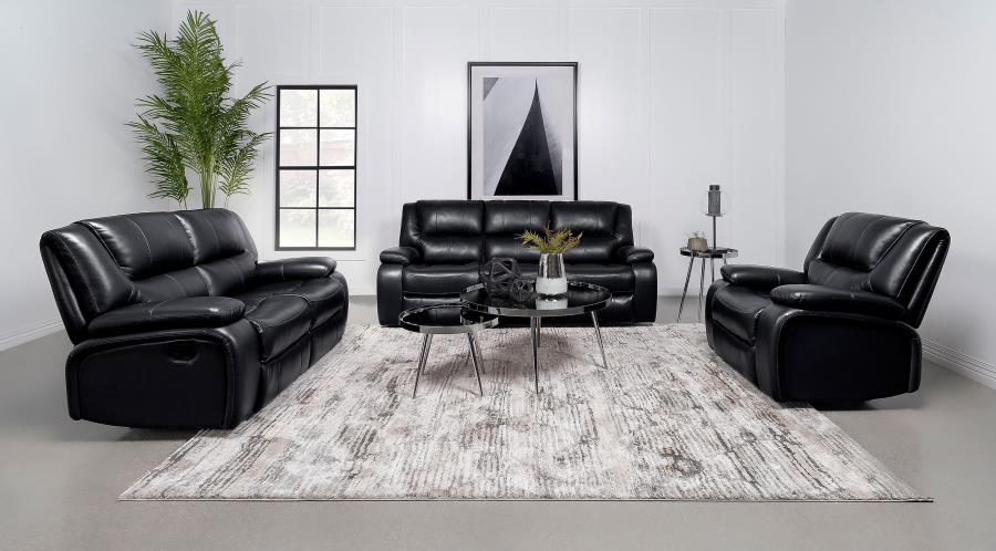 Camila Upholstered Motion Reclining Loveseat Black - 610245