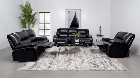 Camila Upholstered Motion Reclining Loveseat Black - 610245