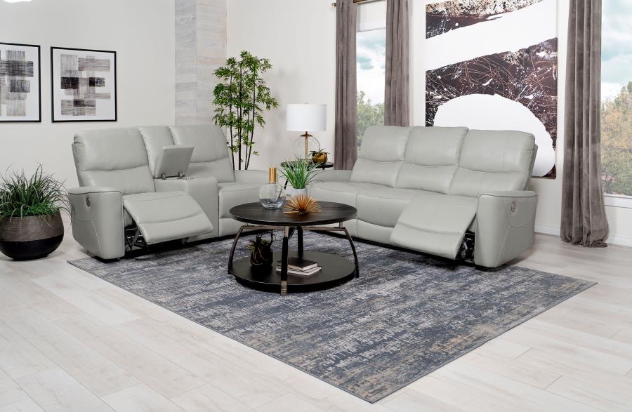 Greenfield 2-piece Power Reclining Sofa Set Dove Grey - 610261P-S2