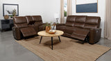 Greenfield 2-piece Power Reclining Sofa Set Saddle Brown - 610264P-S2