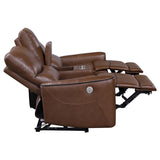 Greenfield 2-piece Power Reclining Sofa Set Saddle Brown - 610264P-S2