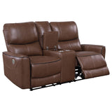 Greenfield Upholstered Power Reclining Loveseat Saddle Brown - 610265P