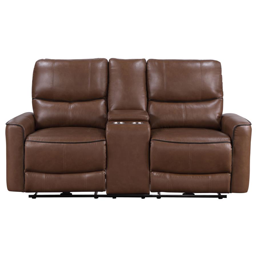 Greenfield Upholstered Power Reclining Loveseat Saddle Brown - 610265P