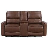 Greenfield Upholstered Power Reclining Loveseat Saddle Brown - 610265P