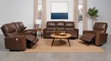 Greenfield Upholstered Power Recliner Chair Saddle Brown - 610266P