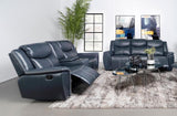 Sloane 2-piece Upholstered Reclining Sofa Set Blue - 610271-S2