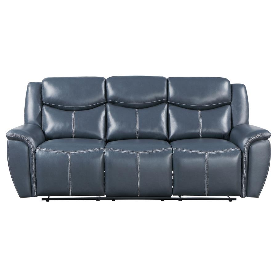 Sloane 2-piece Upholstered Reclining Sofa Set Blue - 610271-S2