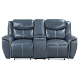 Sloane 2-piece Upholstered Reclining Sofa Set Blue - 610271-S2