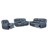 Sloane 3-piece Upholstered Reclining Sofa Set Blue - 610271-S3