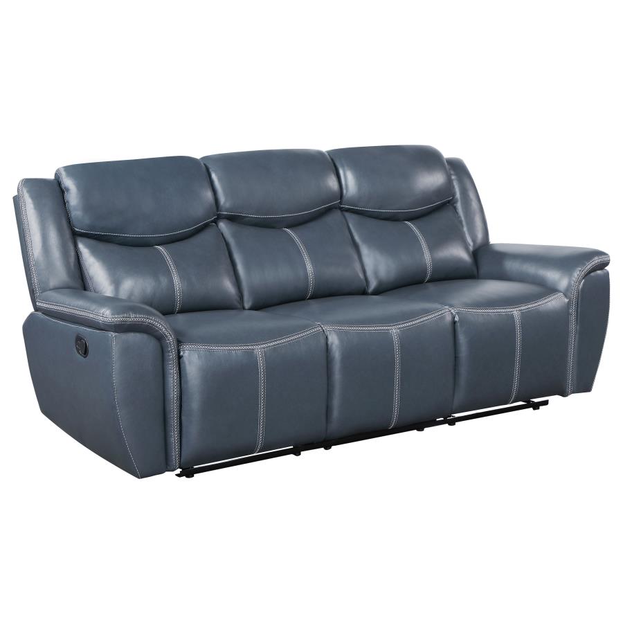 Sloane 3-piece Upholstered Reclining Sofa Set Blue - 610271-S3