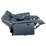 Sloane 3-piece Upholstered Reclining Sofa Set Blue - 610271-S3