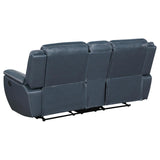Sloane 3-piece Upholstered Reclining Sofa Set Blue - 610271-S3