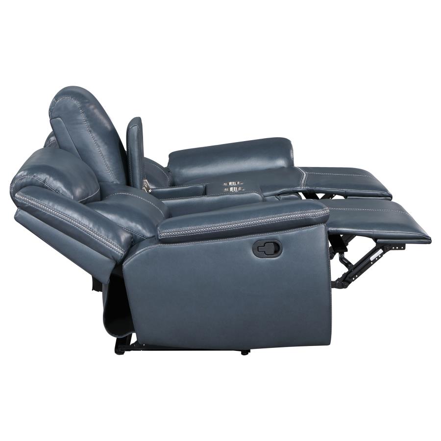 Sloane 3-piece Upholstered Reclining Sofa Set Blue - 610271-S3