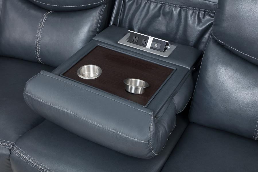 Sloane 3-piece Upholstered Reclining Sofa Set Blue - 610271-S3