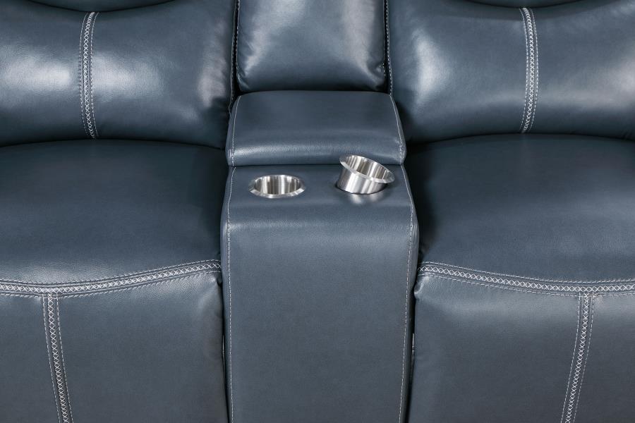Sloane 3-piece Upholstered Reclining Sofa Set Blue - 610271-S3