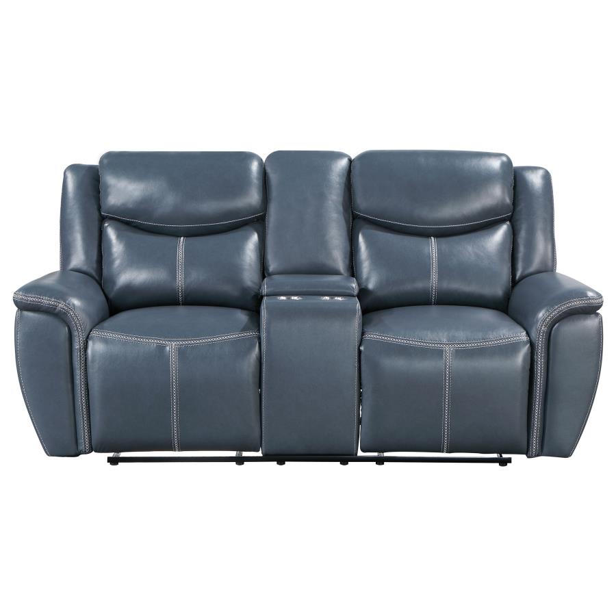 Sloane Upholstered Padded Arm Reclining Loveseat Blue - 610272
