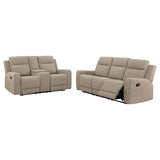 Brentwood 2-piece Upholstered Reclining Sofa Set Taupe - 610281-S2
