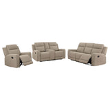 Brentwood 3-piece Upholstered Reclining Sofa Set Taupe - 610281-S3