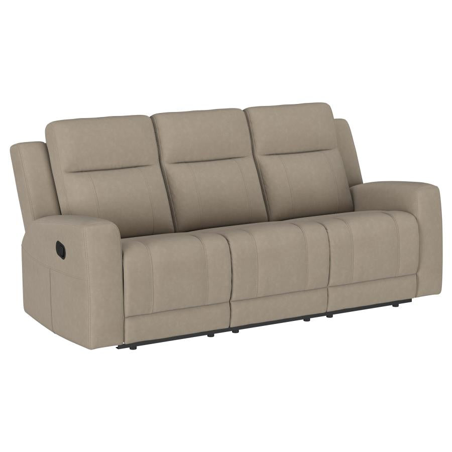 Brentwood 3-piece Upholstered Reclining Sofa Set Taupe - 610281-S3