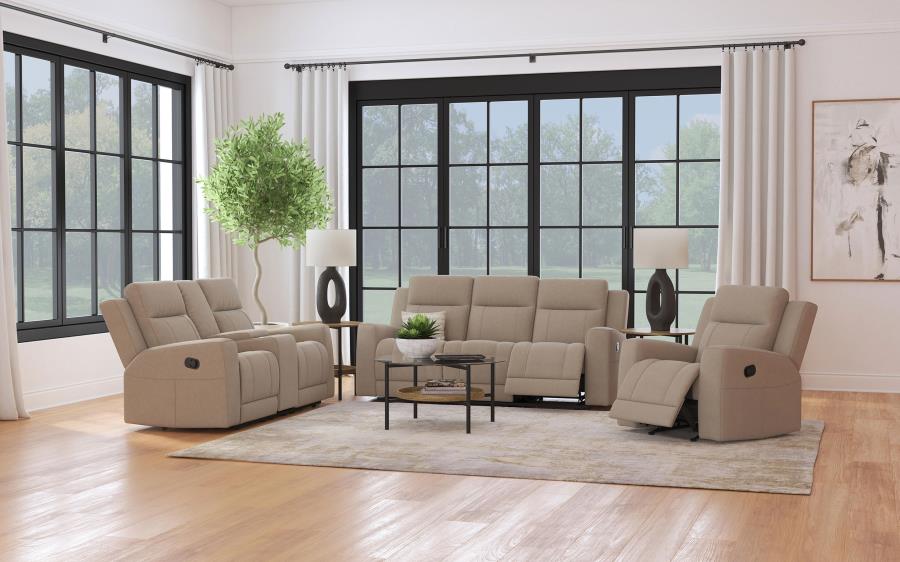 Brentwood Upholstered Motion Reclining Loveseat Taupe - 610282