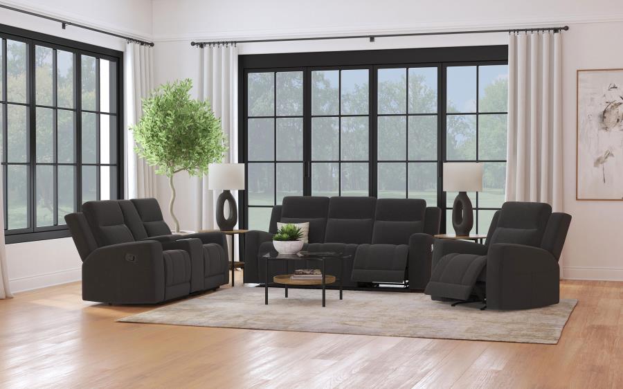 Brentwood 3-piece Upholstered Reclining Sofa Set Charcoal - 610284-S3