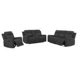 Brentwood 3-piece Upholstered Reclining Sofa Set Charcoal - 610284-S3