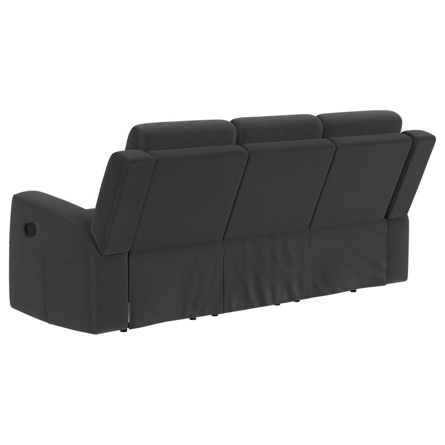 Brentwood 3-piece Upholstered Reclining Sofa Set Charcoal - 610284-S3