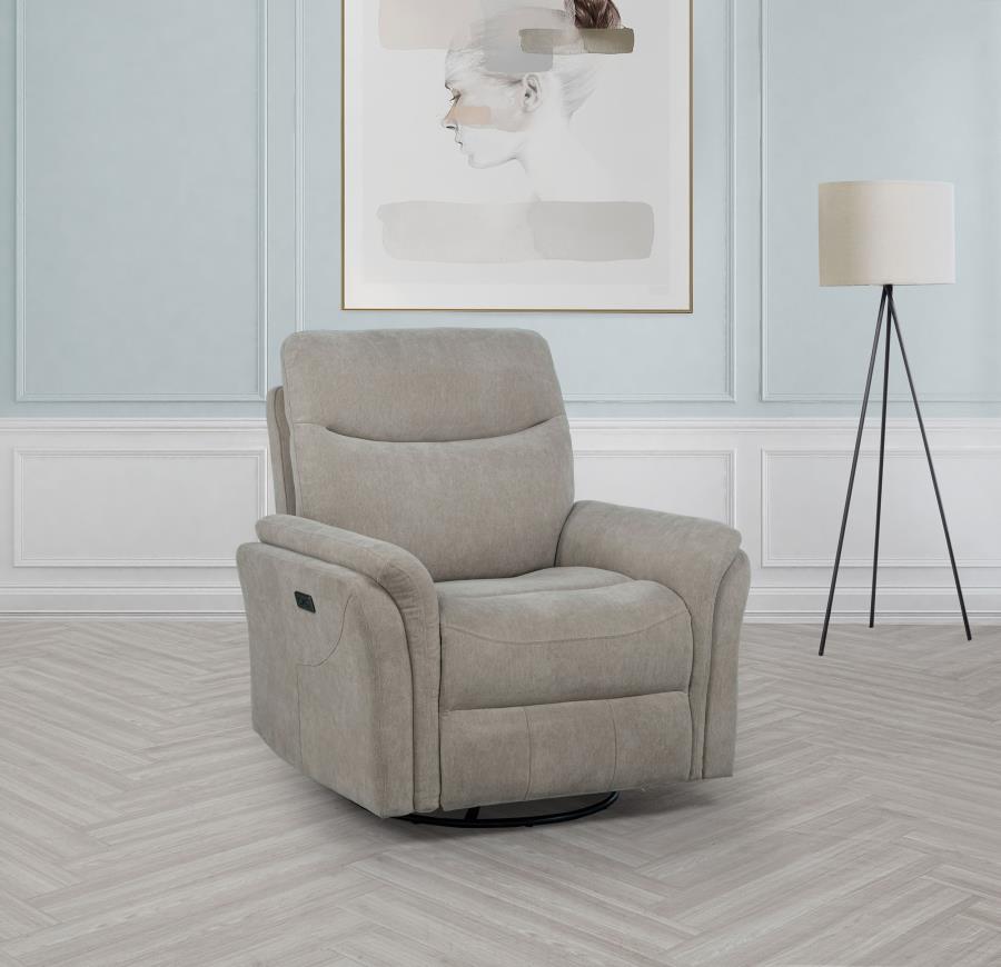 Adler Upholstered Power Swivel Glider Recliner Ivory - 610423P