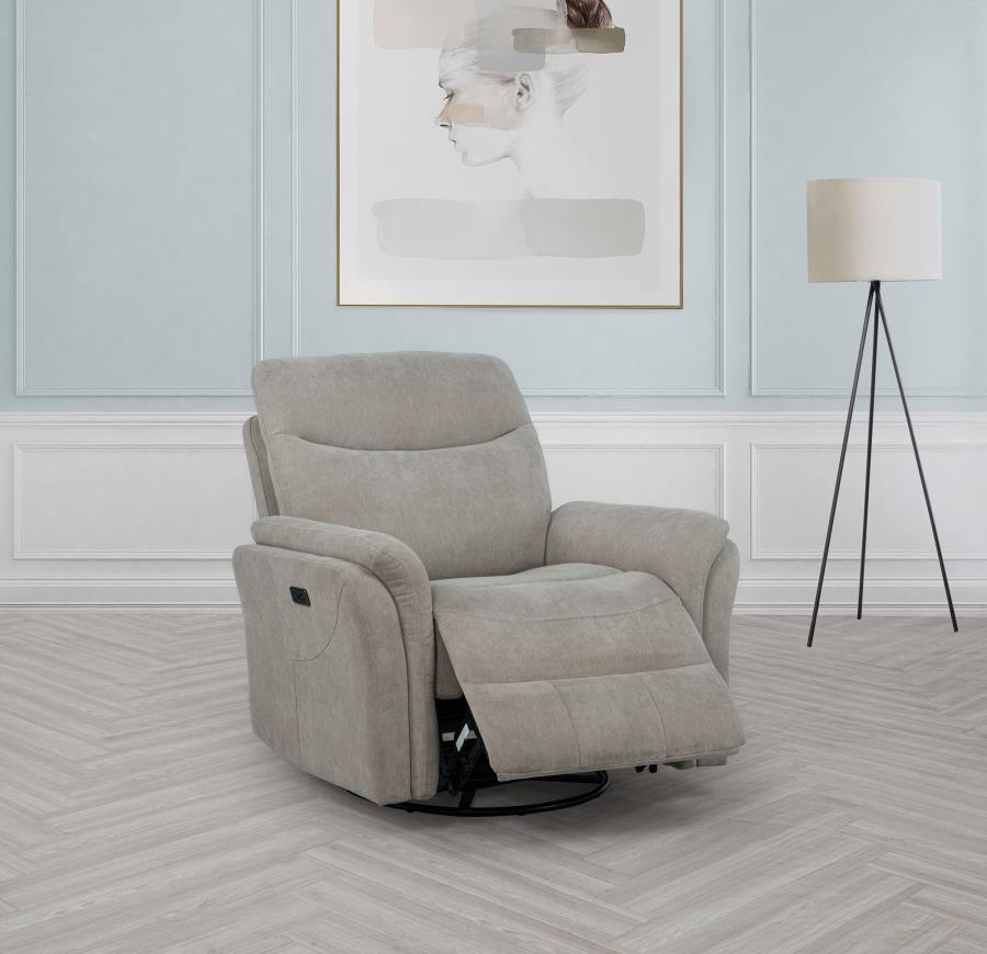 Adler Upholstered Power Swivel Glider Recliner Ivory - 610423P