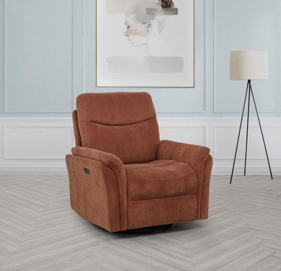 Adler Upholstered Power Swivel Glider Recliner Rust - 610433P