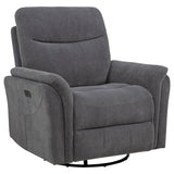 Adler Upholstered Power Swivel Glider Recliner Charcoal Grey - 610443P