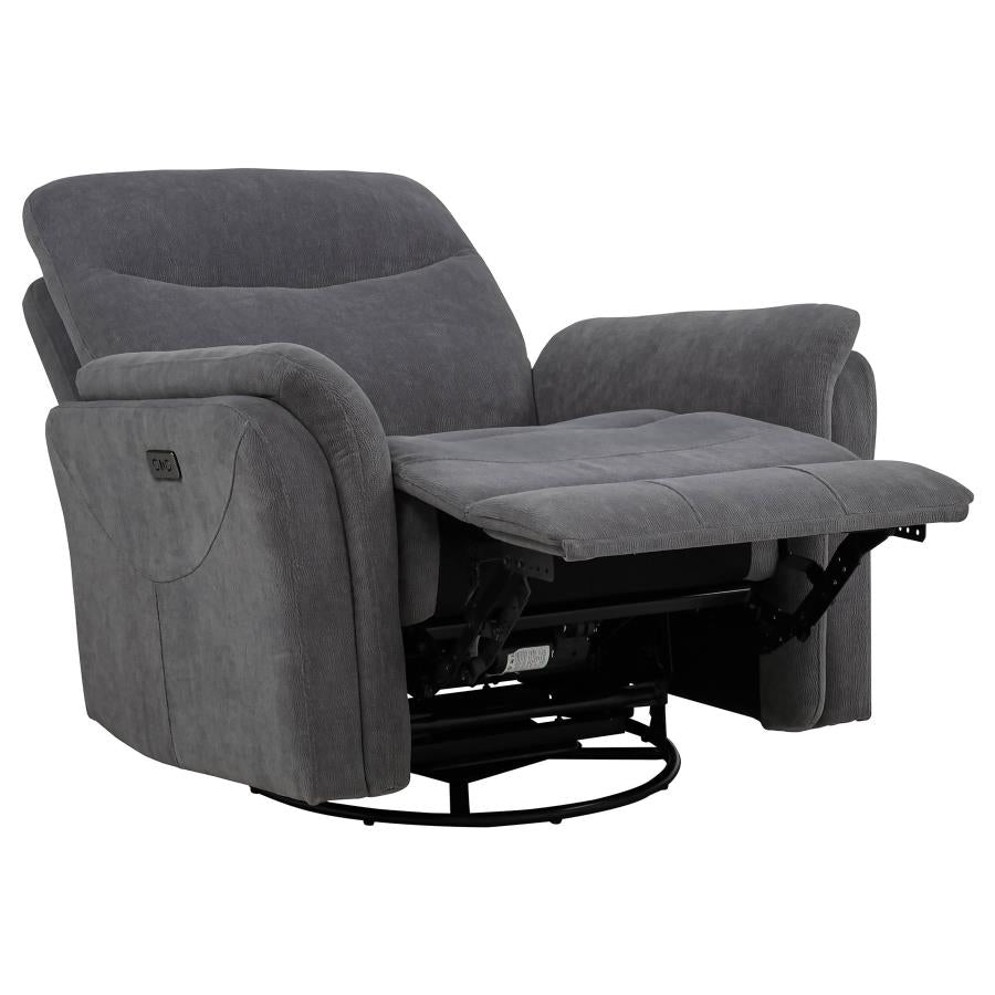 Adler Upholstered Power Swivel Glider Recliner Charcoal Grey - 610443P