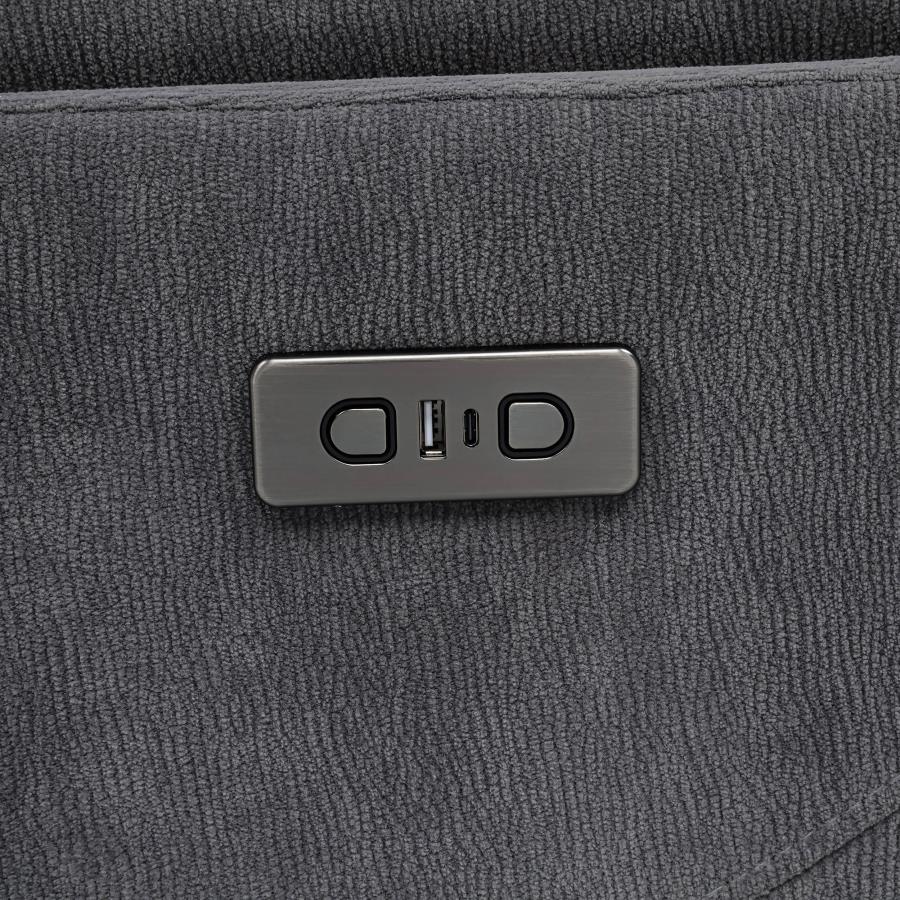 Adler Upholstered Power Swivel Glider Recliner Charcoal Grey - 610443P