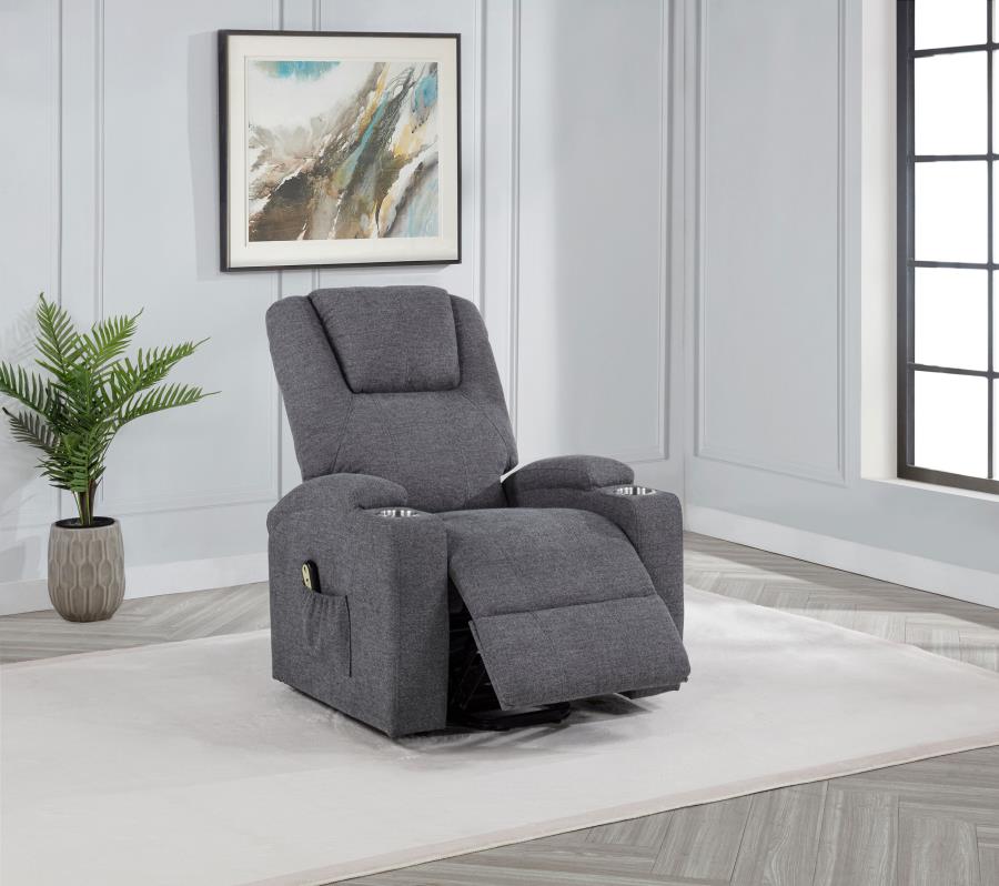 Louie Chenille Upholstered Power Lift Massage Chair Grey - 610453P
