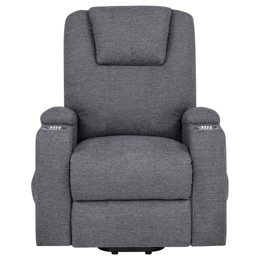 Louie Chenille Upholstered Power Lift Massage Chair Grey - 610453P