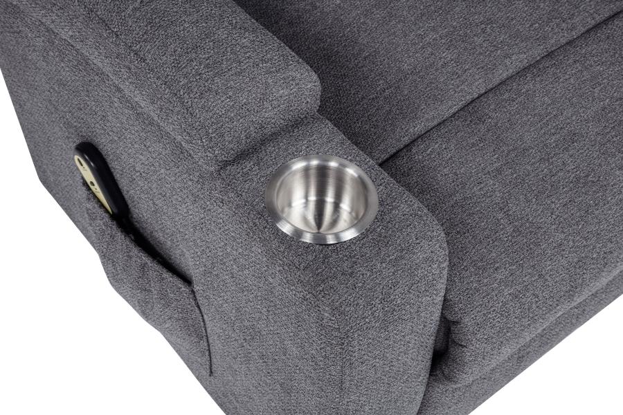 Louie Chenille Upholstered Power Lift Massage Chair Grey - 610453P
