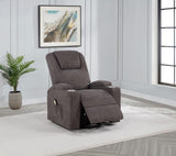 Louie Chenille Upholstered Power Lift Massage Chair Brown - 610463P